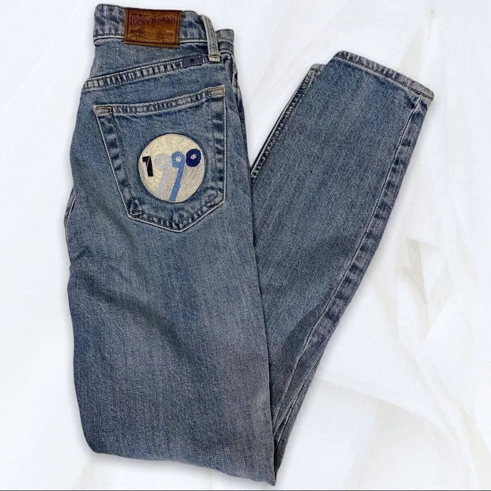 Brigette Skinny Patch Pocket Blue Jeans (0/25) Lucky Brand